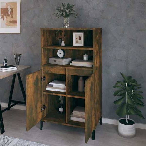 Maison Exclusive - Buffé hög Ek rökig 60x36x110 cm Ingenjörsträ