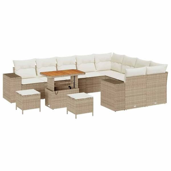 Maison Exclusive - 12 osan puutarhakalustesarja, beige polyrottinki