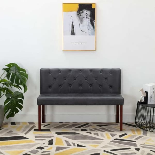 Banc - EKSKLUSIVT HUS - 120 cm - Grå - Syntetisk ruskind - Polstret ryg Grå