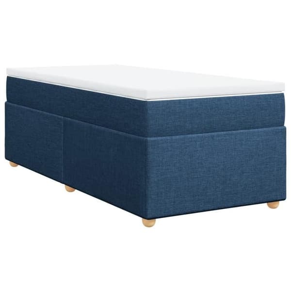 Maison Exclusive - Sengestel med springmadras Blå 90x200 cm Stof