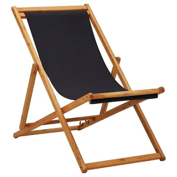 Maison Exclusive - Sammenklappelig strandstol i eucalyptus træ og sort stof