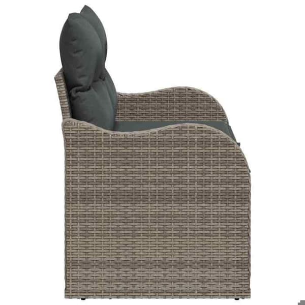 Havemøbel - EKSKLUSIVT HUS - 121 x 62 x 69 cm - Grå polyrotin - Stålramme - Armlæn og puder Grå