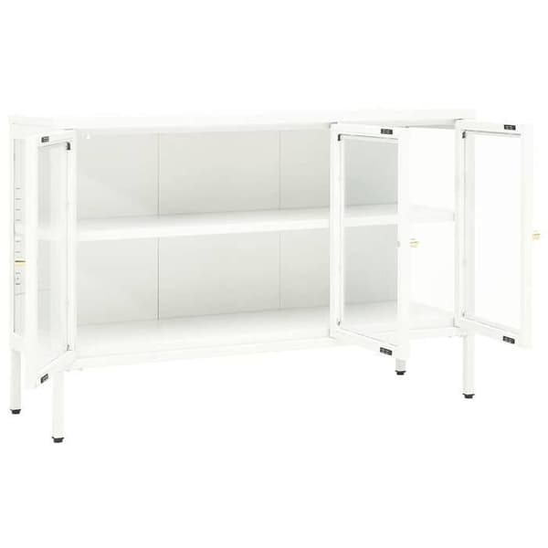 Maison Exclusive - Buffet Hvid 105x35x70 cm Stål og glas