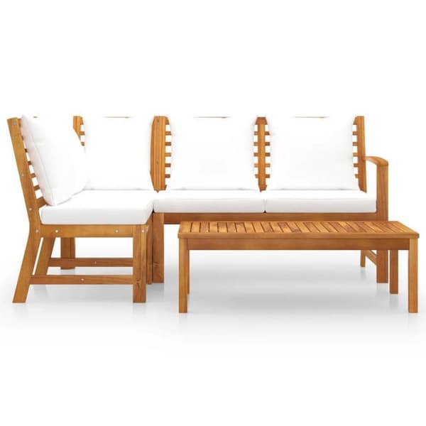 Maison Exclusive - Trädgårdsmöbler 4 delar med kuddar Creme Solid akaciaträ