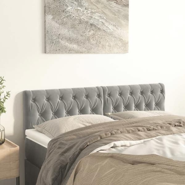 Hovedgærde - EKSKLUSIV HUS - 144 cm - Lys grå - Velour - Højdejusterbar Ljusgrått