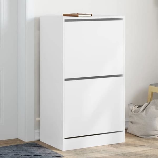 Maison Exclusive - Skoskab med 2 foldbare skuffer hvid 60x42x108 cm