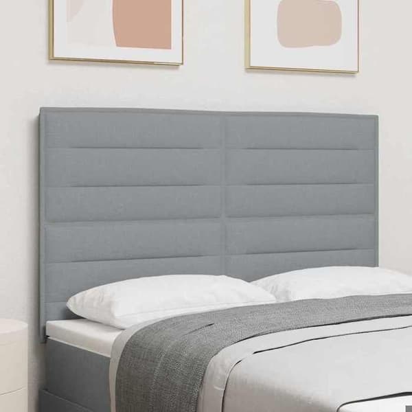 Maison Exclusive - LED-hovedgærde med LED-strips Lys grå 144 cm stof