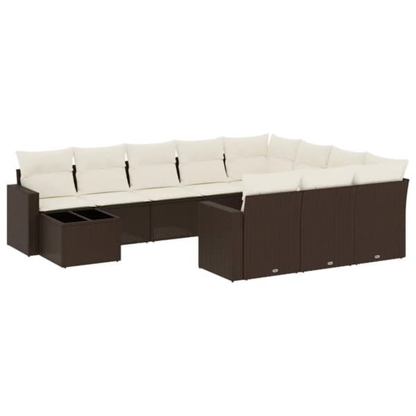 Maison Exclusive - Trädgårdsmöbler och kuddar 11 delar brun flätad resin