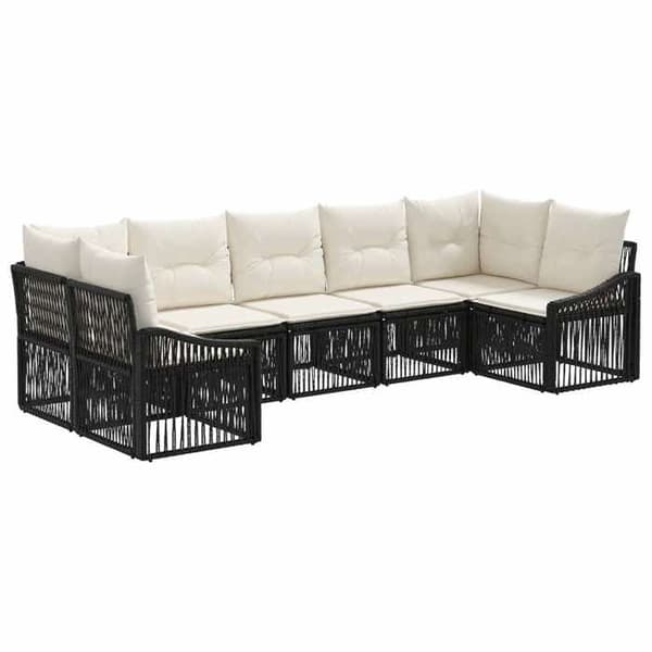 Havemøbel - EKSKLUSIVT HUS - Mellem model - 7 pladser - Sort - Poly rattan/stål Svart