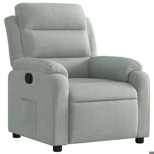 Maison Exclusive - Ljusgrå velour fåtölj med lutning