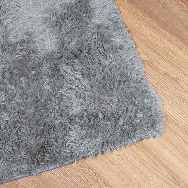 Tæppe - EKSKLUSIVT HUS - NAVARRA - Shaggy 120x120 cm - Lys grå - Antiskrid polyester Ljusgrått
