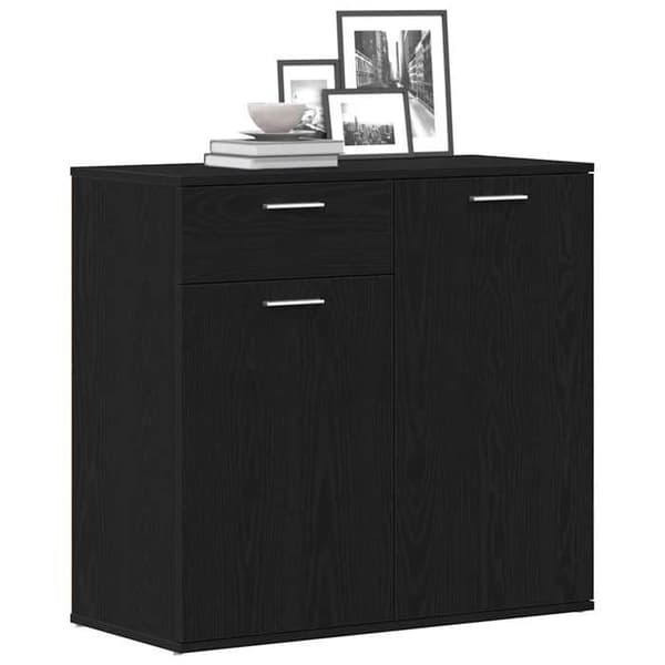Maison Exclusive - Buffet i sort egetræ 80x36x75 cm ingeniørtræ