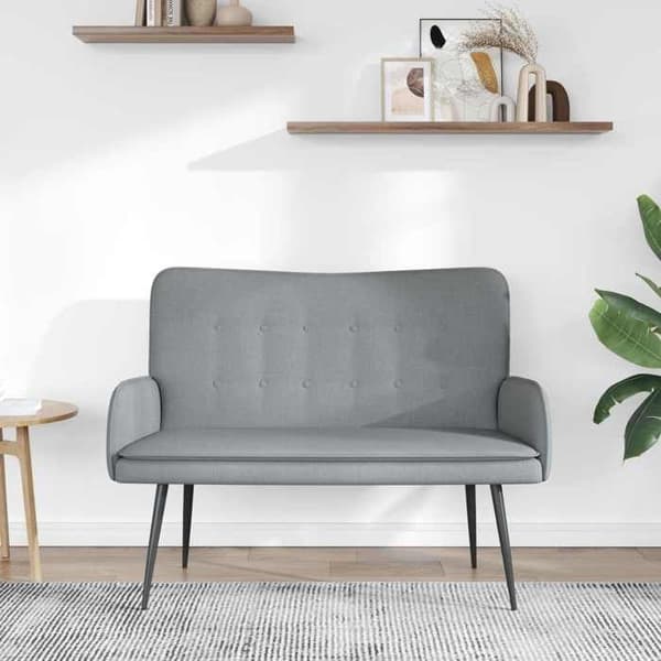2-personers sofa - MAISON EXCLUSIVE - 115 x 61 x 87 cm - Lys grå - Polyesterstof - Solid struktur Ljusgrått