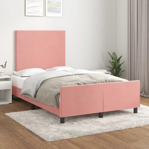 Sengestel - EKSKLUSIV HUS - 120 x 190 cm - Rosa - Blødt velour - Lamelseng Ros