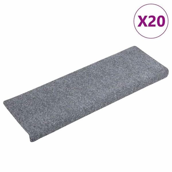 Maison Exclusive - Selvklæbende trappe tæpper vidaXL, 20 stk., 65 x 21 x 4 cm, lys grå, rektangulær kant