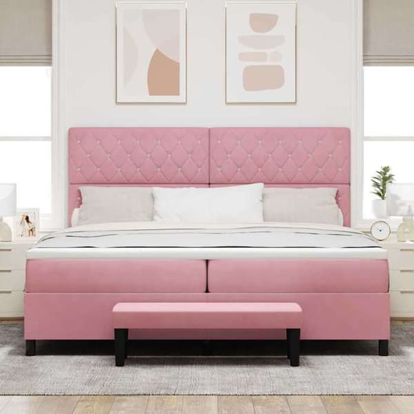 Maison Exclusive - Jousipatja vaaleanpunaisella 200 x 200 cm sametilla Ros