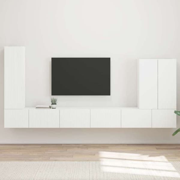 Maison Exclusive - Väggmonterad TV-möbelset 6 delar Vit