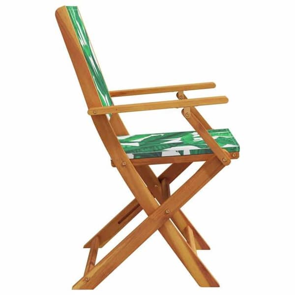 Maison Exclusive - Fällstolar (set om 2) i massiv akaciaträ och tyg, bladmönster