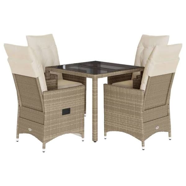 Maison Exclusive - Puutarhakalusteryhmä tyynyillä 5 kpl Beige polyrottinki beige