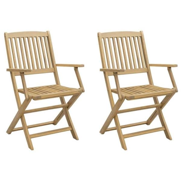 Maison Exclusive - Fällbara stolar set om 2 58x54,5x90 cm i massiv akaciaträ