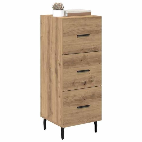 Maison Exclusive - Buffet i egetræ, håndlavet 34 x 34,5 x 90 cm Ingeniørtræ