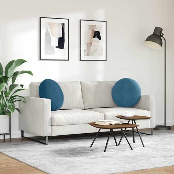 Maison Exclusive - Sittkuddar 2 st Sammet Blå Ø50 x 19 cm Blå