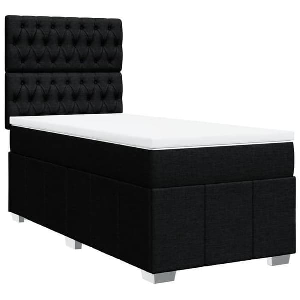 Maison Exclusive - Sengebund med lameller og madras Sort 100x200 cm Stof