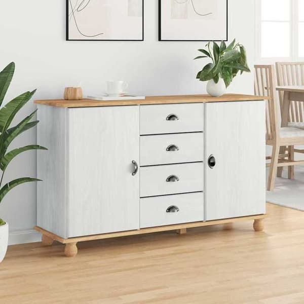 Buffé - EXKLUSIVT HUS - ASKIM - Massivt trä - Vit - 133,5 x 40 x 79 cm