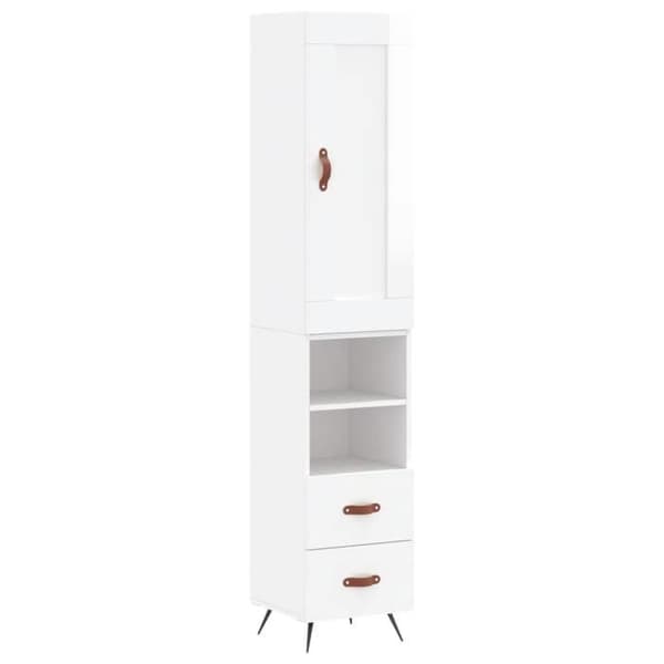 Maison Exclusive - Buffé hög Vit glänsande 34,5x34x180 cm Ingenjörsträ