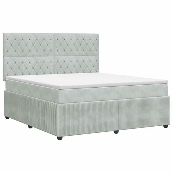 Maison Exclusive - Boxspring säng med madrass Ljusgrå 140 x 190 cm Sammet