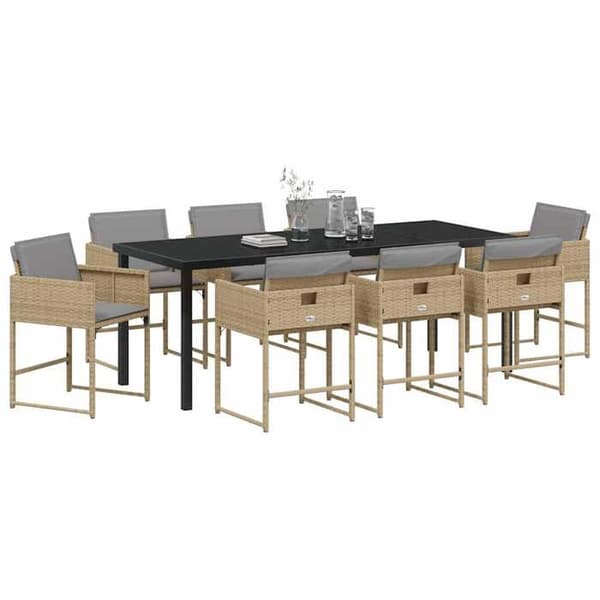 Maison Exclusive - 9 pc spisestue sæt til haven i beige polyrotin beige
