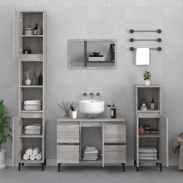 Maison Exclusive - Vaskeskab sonoma grå 80x33x60 cm ingeniørtræ