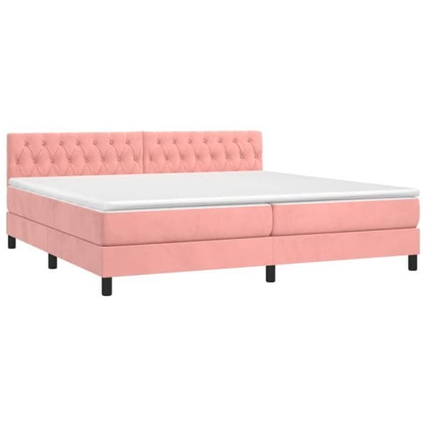 Maison Exclusive - Seng med lameller og madras samt LED i rosa 200x200 cm