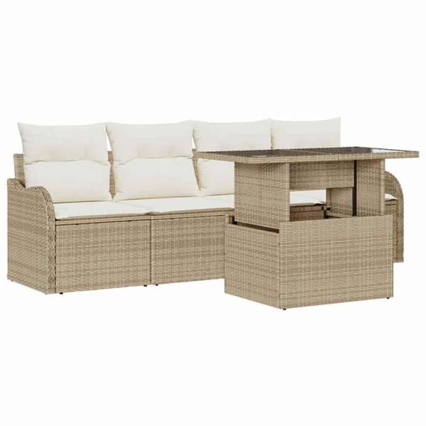 Trädgårdsmöbelset - EXKLUSIV HEM - Modulär - Flätad polyrotting - Beige - Justerbart bord beige