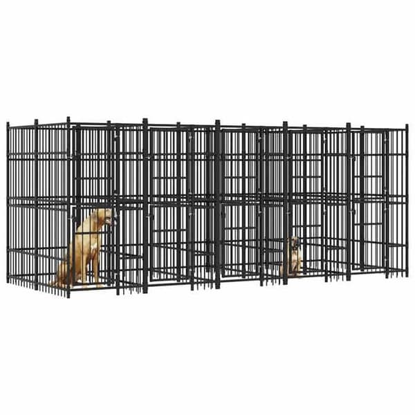 Eksklusiv Hus - Udendørs hundehus i stål 9,22 m² svart