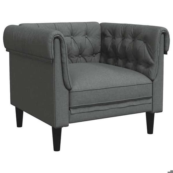 Maison Exclusive - Tummanharmaa Chesterfield-tuoli kangas