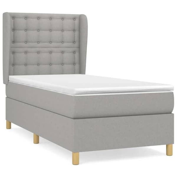 Maison Exclusive - Seng med lameller og madras Grå lys 100x200cm Stof