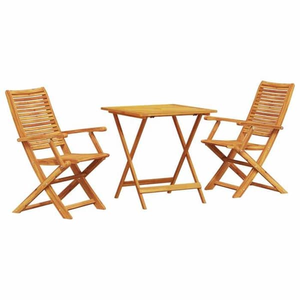 Maison Exclusive - Fällbart bistroset 3 delar Brun Massivt Akaciaträ