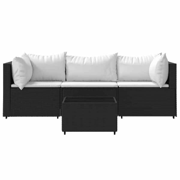 Maison Exclusive - Trädgårdsmöbler 4 delar med kuddar Svart Flätad resin