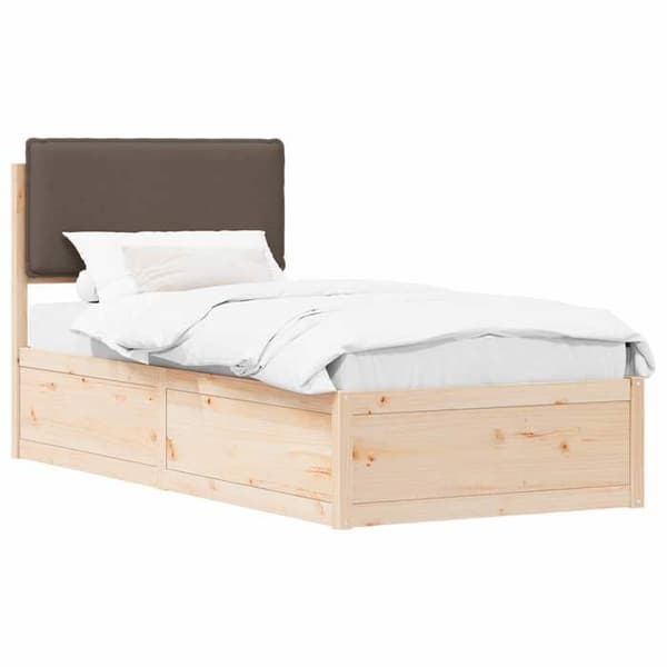 Maison Exclusive - Vuodekehys pehmustetulla päädyllä, taupe 75 x 190 cm Mol