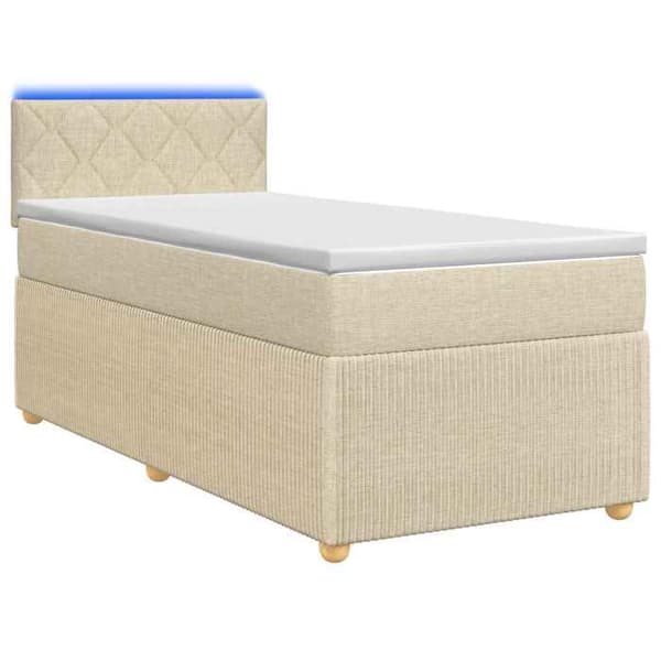 Maison Exclusive - Boxspring säng med madrass Crème 90 x 200 cm Tyg