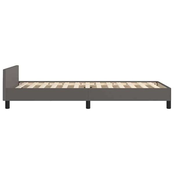 Sengestel - EKSKLUSIV HUS - 80x200 cm - Grå kunstlæder - Hovedgærde inkl. - Lamelseng Grå