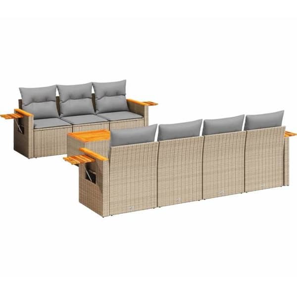 Maison Exclusive - Trädgårdsmöbler med kuddar 8 delar beige flätad resin