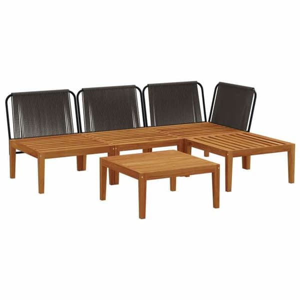 Maison Exclusive - 5 kpl Puutarhakalustesarja tyynyillä Luonnollinen
