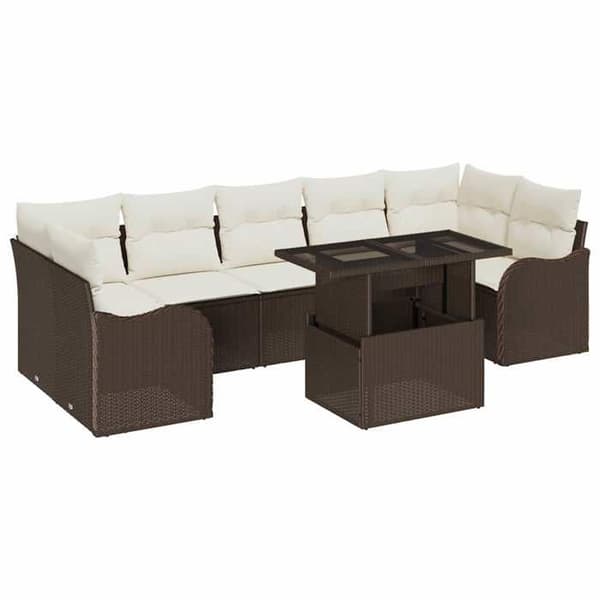 Lounge-soffor - MAISON EXCLUSIVE - Modulär - 8 delar - Brun - Poly rattan & behandlad stål brun