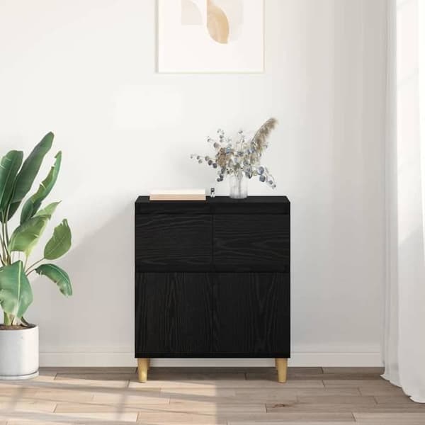 Maison Exclusive - Buffet Sort egetræ 60 x 35 x 70 cm Ingeniørtræ svart ek