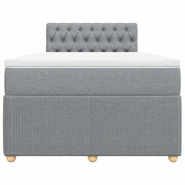Maison Exclusive - Sängbotten med ribbor och ljusgrå madrass 120x190 cm tyg