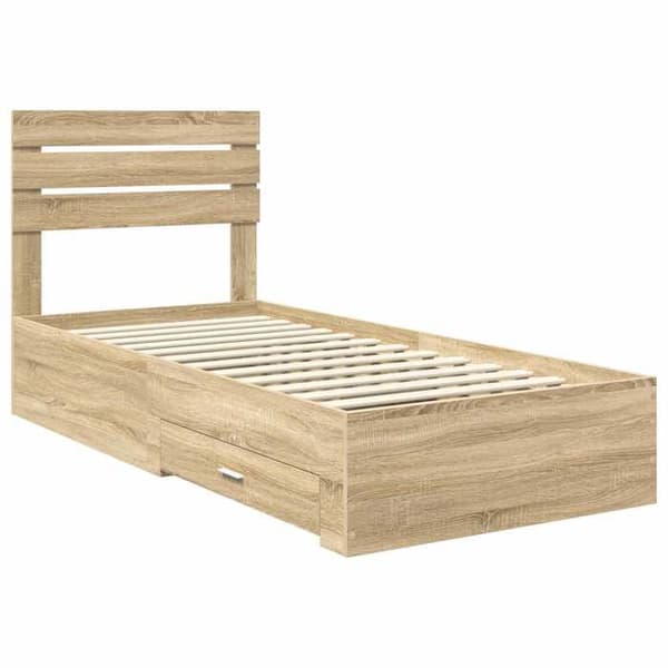 Maison Exclusive - Sängram Ek Sonoma 90 x 200 cm Ingenjörsträ
