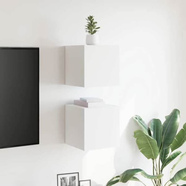 Maison Exclusive - Vægmonterede TV-møbler 2 stk Hvid 30,5x30x30 cm Vit