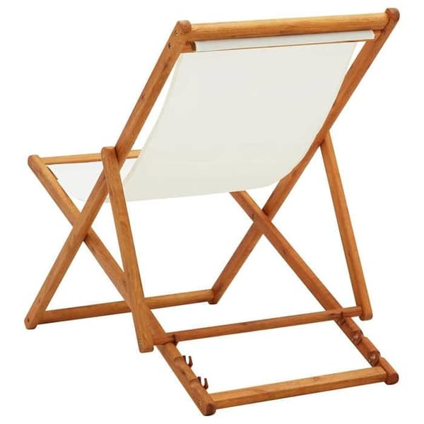 Maison Exclusive - Strandstol i eucalyptus træ og hvid creme stof